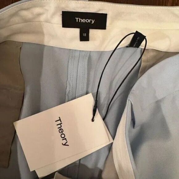 THEORY Treeca 2 SKY Blue Traceable Wool Cropped Pant NWT (flawed) Size 18 - Picture 7 of 15